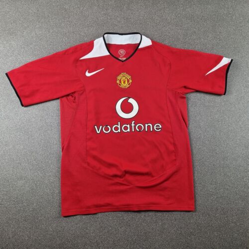 Manchester United Nike Koszula Męska Mała Czerwona Koszulka piłkarska Vodafone 2004-05 Vtg - Zdjęcie 1 z 15