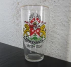 Löwenbräu Neu-Ulm beer glass 0.2 L? Large Coat of Arms Gold Rim Brewery Advertising Wow