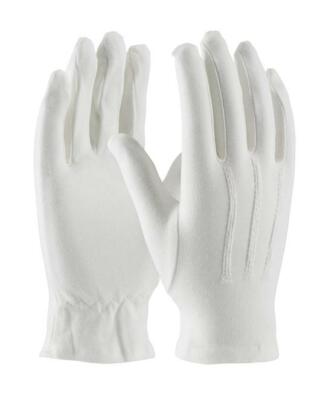 1 Pr Premium White Cotton Parade Tuxedo Honor Guard Formal Gloves - MENS LARGE