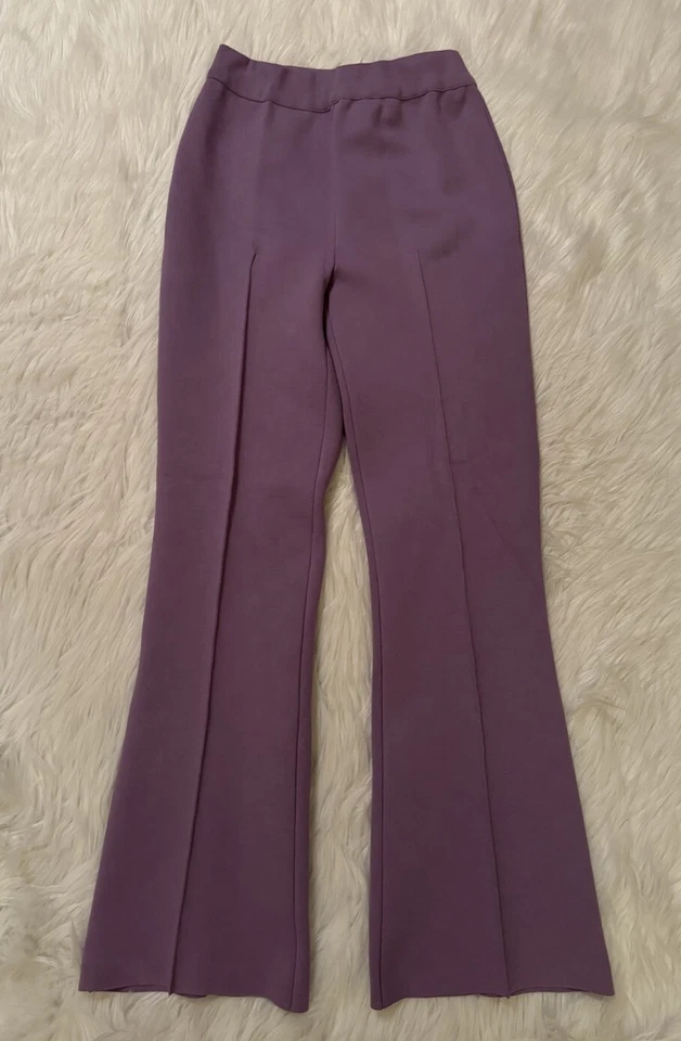 High Sport New Kick Cropped Stretch Cotton Flared Pants Purple XS