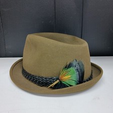 Vintage Champ Felt Fedora Hat Kasmir Finish With Feather Size 6 5/8