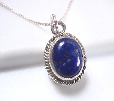 Halskette Lapislazuli Wirbel und Seil Stil akzentuiert 925 Sterling Silber