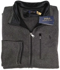 Polo Ralph Lauren Full Zip Gray Heather Long Sleeve Jacket Front Pockets $168
