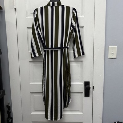 Forever 21 Striped Shirt Dress Belted Midi Green White Women's Small | eBay Forever 21 Striped Shirt Dress Belted Midi Green White Women's Small | eBay