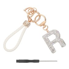 Initial Letter Keychain Letter R - Initial Wristlet KeyChain White