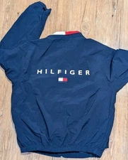 Vintage TOMMY HILFIGER Spellout Jacket Blue Men's S Small Rare 90’s Windbreaker 