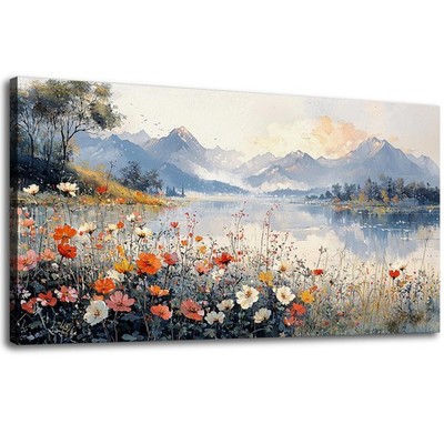 KZKU Wall Art Mountain Landscape framed Canvas Print Gallery