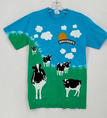 Vintage Ben & Jerry's Euphoria Liquid Blue Tie Dye Chunky Dunky Art Shirt Sz S
