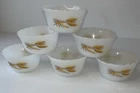Vintage FIRE KING 424 Milk Glass Wheat 6oz Dessert Custard Bowl Ramekins SET 6