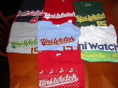 2015 Uni Watch Limited Edition T-shirt Collection First Yr. July-Dec 7 Different
