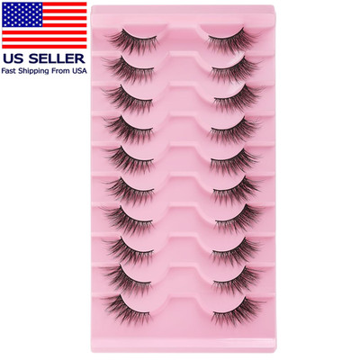 Half Lashes Natural Look Wispy False Eyelashes 15MM 3D Fluffy Faux Mink Lashes W