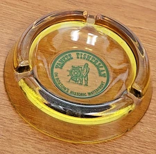 Yankee Fisherman Boston, MA Ashtray - Clear yellow Glass Vintage Marketing