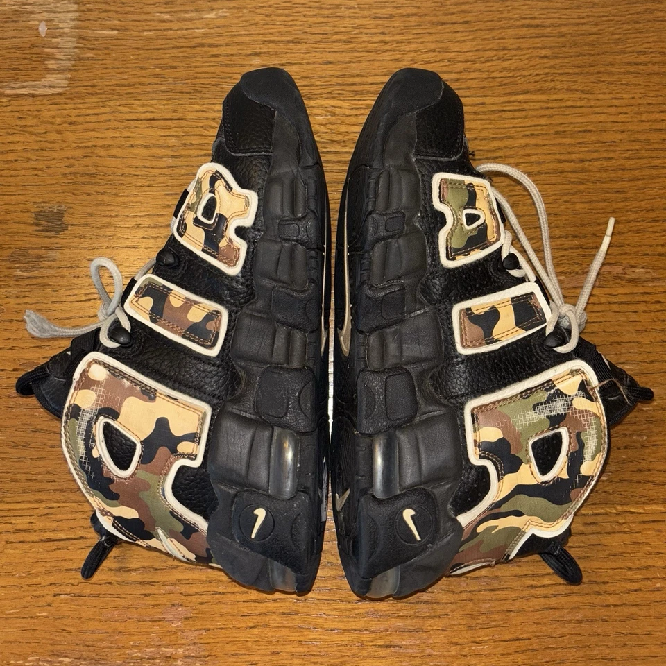 Nike Air More Uptempo QS Black Camo Youth Size 6Y Womens 7.5 Shoes (CJ0930-001) - Image 3 of 4