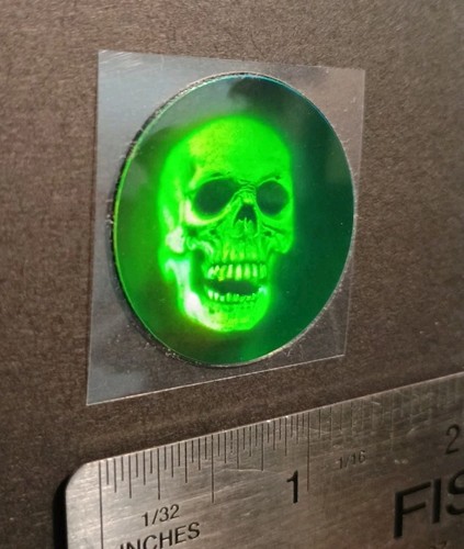 Vintage Stickers 3D Holographic Skull Halloween Sticker Polaroid VERY RARE HTF - Bild 4 von 9