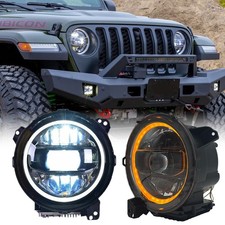 für Jeep Wrangler JL Gladiator JT 2018-24 DRL Lampen LED Runde Halo Scheinwerfer