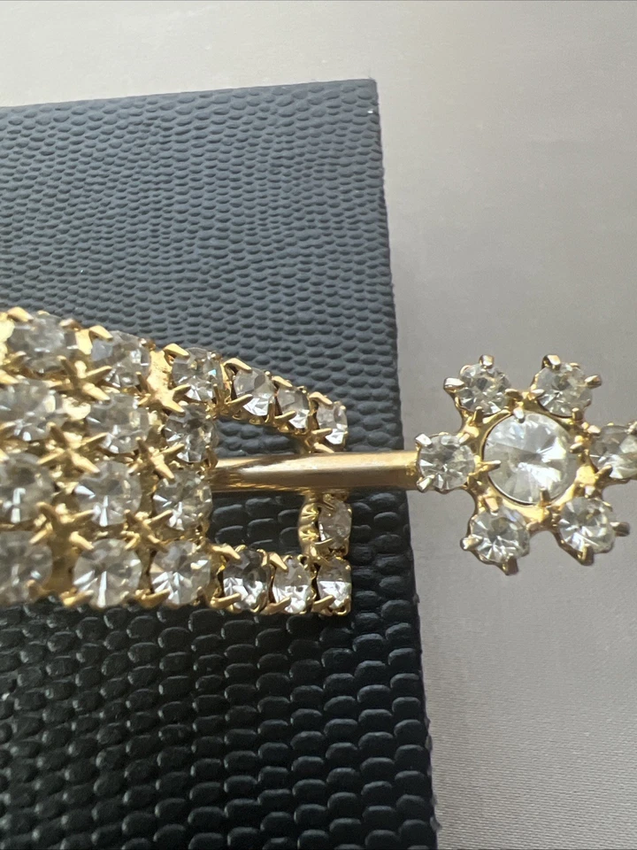Bareta de pelo vintage de diamantes de imitación de cristal dorado brillante Foto 4 de 4