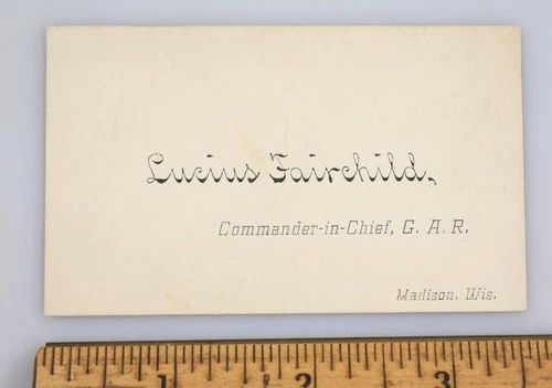Civil War Personal Calling Card GAR Lucius Fairchild Black Hat Iron Brigade
