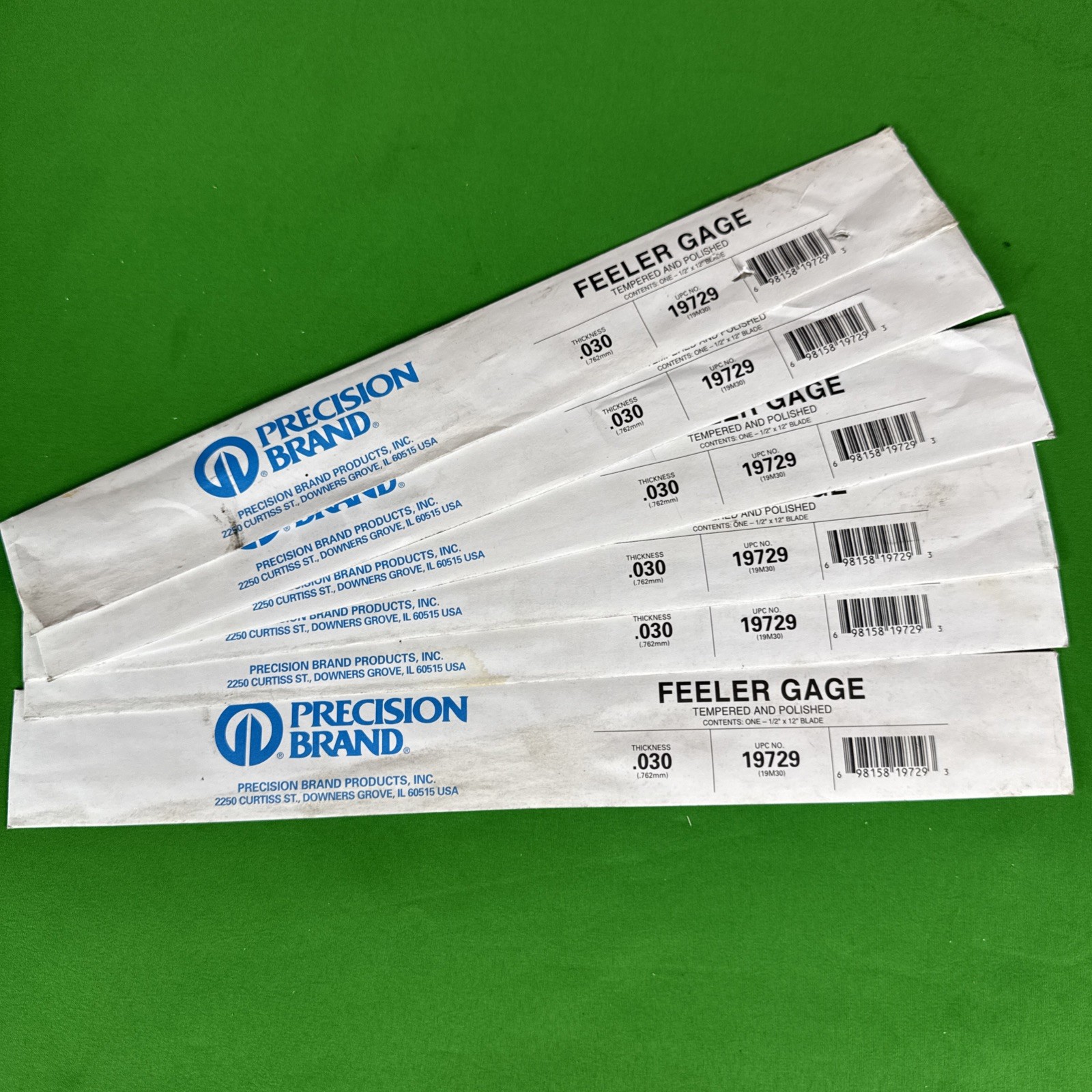 lot of 6 22442 PRECISION BRAND FEELER GAGE BLADE, 0.030 X 1/2'' X 12'', 19729