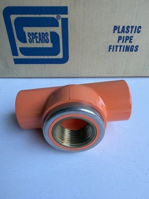 Spears FlameGuard 4202-010 Standard Tee 1 in Socket x Socket x Brass FNPT CPVC