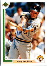 Andy Van Slyke autographed baseball card Pittsburgh Pirates 1991 Upper Deck #256