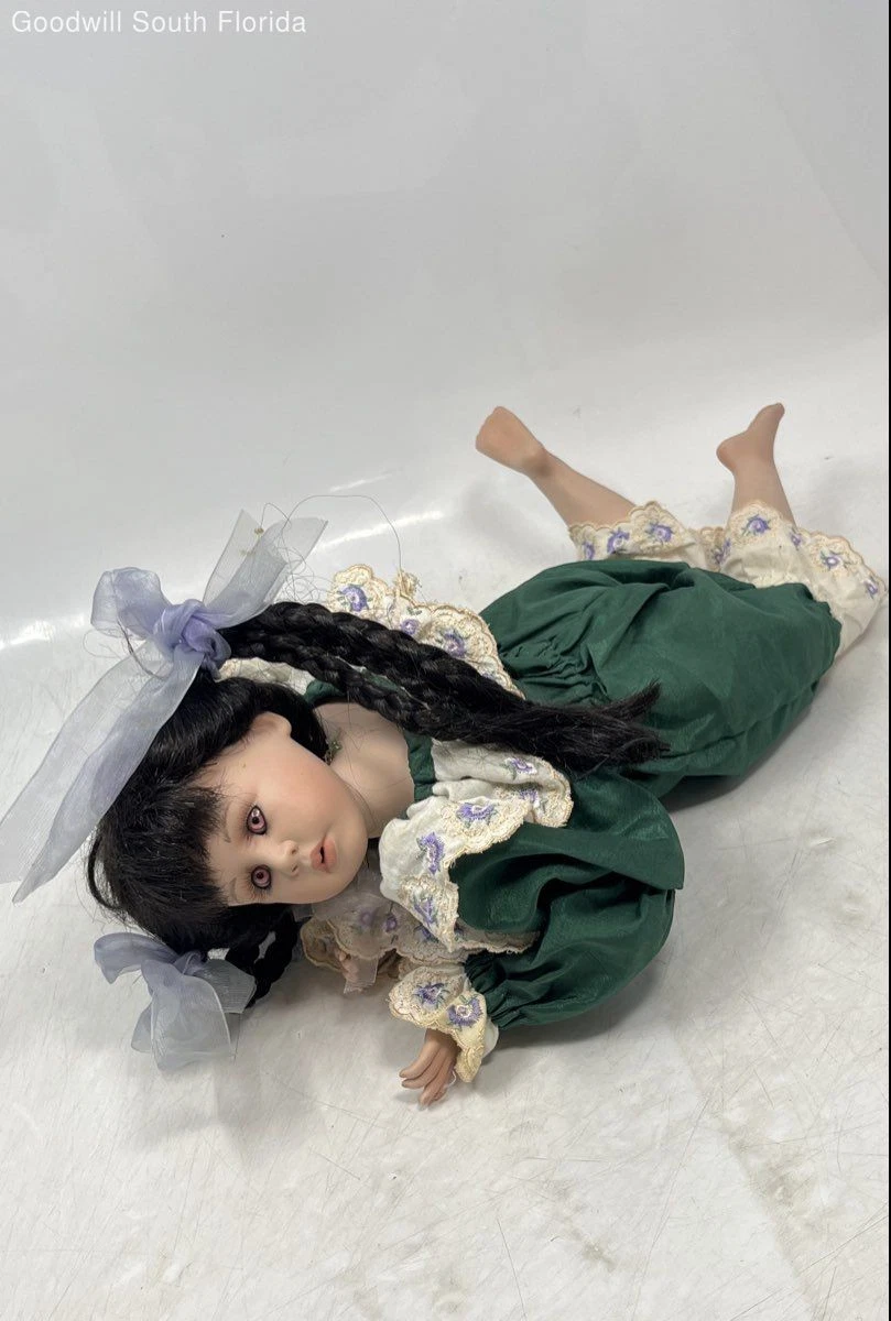 porcelain doll green dress products for sale | eBay