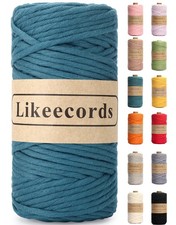 Lake Blue 4mm Single Strand Macrame Cord 80m Colored Cotton Rope Yarn Craft