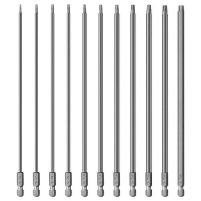 11 Pcs 7.8''/200m Long Torx Screwdriver Drill Bits Set, 1/4 Inch Hex-Shank Tam...
