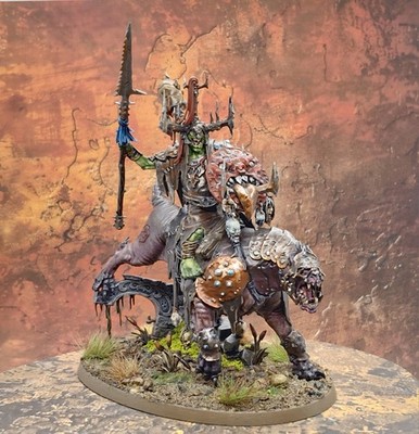 High Quality Painted Orruck Warclan Killaboss On Great Gnashtoof (Ready To Ship)