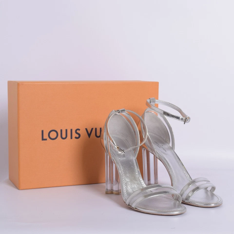 Louis Vuitton Women Silver Sandals Leather Transparent Ankle Strap Shoes EUR 38 - Image 2 of 4