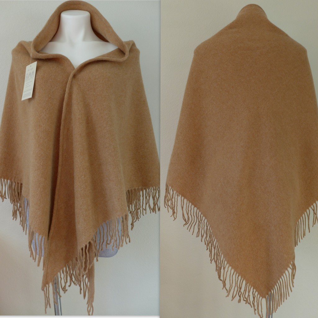 JOIE Cashmere Wool Fringed Edge Large Triangle Scarf Shawl in