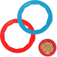 Set of 2 Adjustable Silicone Pie Crust Shields for Baking Protection