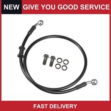 80cm Motorcycle Braided Hydraulic Brake Line Oil Hose Black Silver Tone 1set 80cm Motorcycle Braided Hydraulic Brake Line Oil Hose Black Silver Tone 1set
