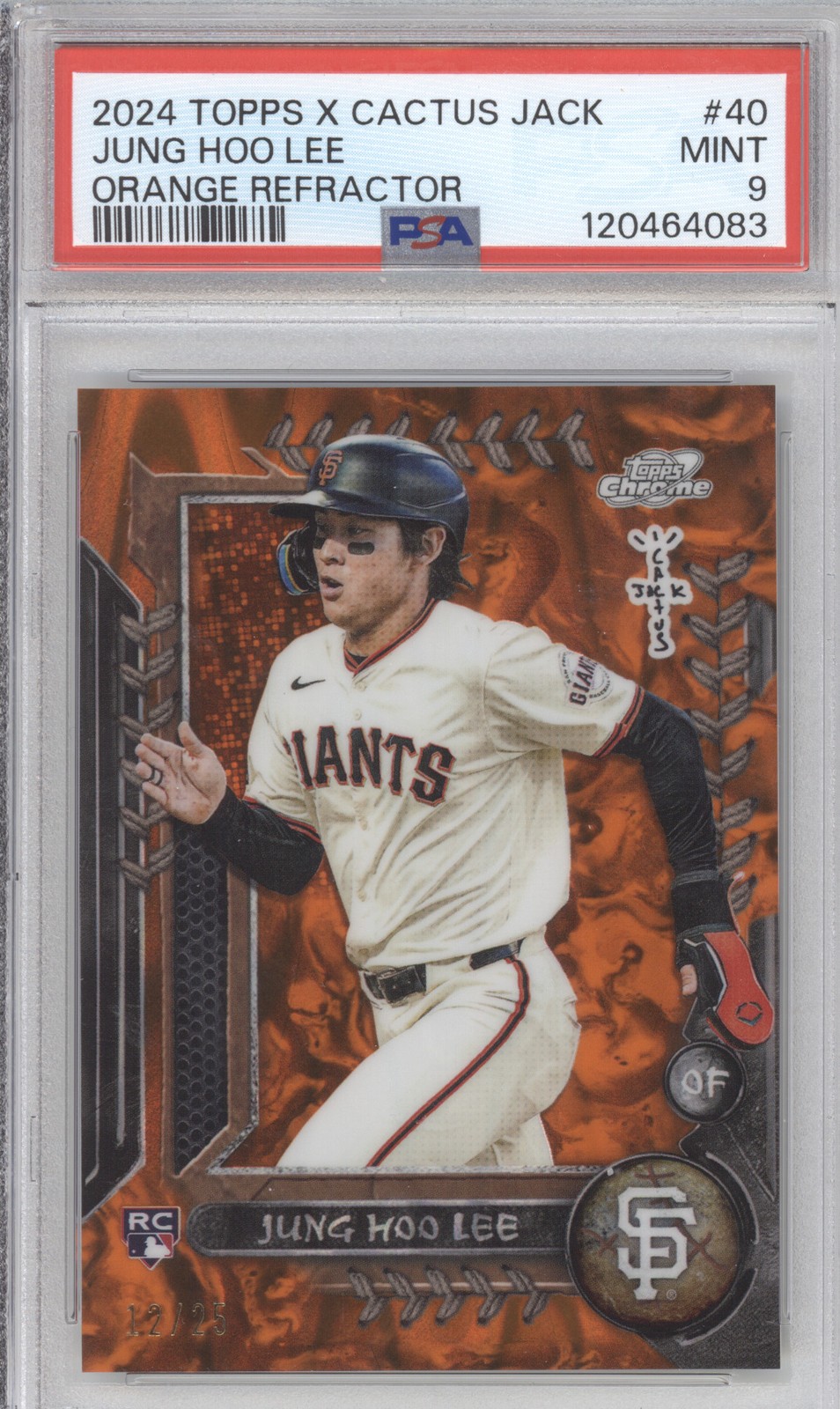 2024 Topps Chrome Cosmic Cactus Jack #40 Jung Hoo Lee Orange Refractor PSA 9 /25