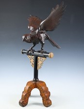 Beautiful Fabulous Japanese Bronze Hawk -Room Guardian Sculpture- Great Takaoka