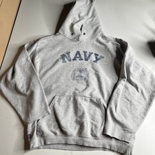 Cotton Exchange US Naval Academy Navy Hoodie Gray Distressed USA Made Large