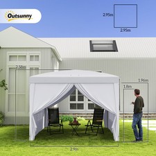 WOLTU Gazebo 3x3 Pieghevole Impermeabile, Pergolato da Giardino, Gazebo
