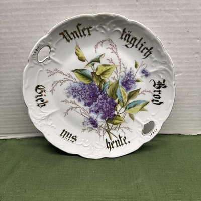 Vintage German Bread Plate  Give Us This Day Our Daily Bread  Lilac