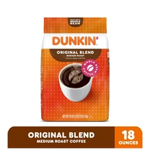 Dunkin’ Original Blend Whole Bean Coffee, Medium Roast, 18 oz Bag