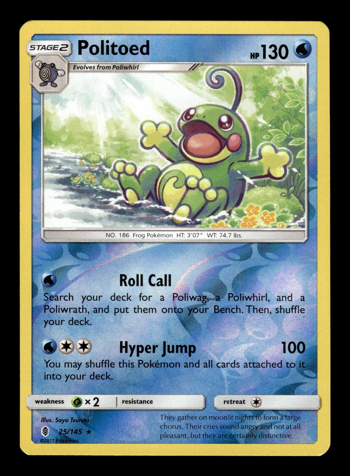 Politoed 25/145 Holo Rare Guardians Rising Pokemon Reverse Holo Near Mint