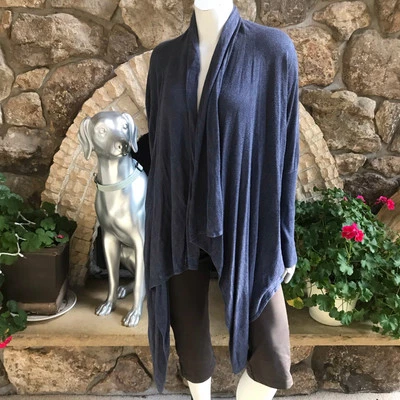 Willow & Clay Asymmetrical Blue Rayon Cardigan Sweater Women's Size Large - Image 1 of 4