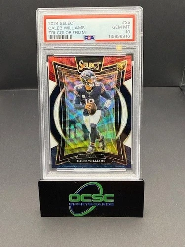2024 Panini Select Concourse Caleb Williams #25 Tri-Color Prizm /299 (RC) PSA 10