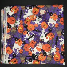 Frightful Fun Halloween Fabric General Fabrics Co Bats Ghosts Black Cats Pumpkin