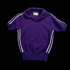 Vintage Cheerleading Sweater Dehen Womens M Purple White Stripe Acrylic Knit