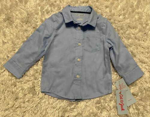 Cat & jack Toddler Boys Shirt Button-Down Long Sleeve Collared Size 12M