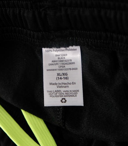Boys Black Lime Green Stripe Activewear Jogger Pants Size Large 14-16 NEW - Picture 3 of 3