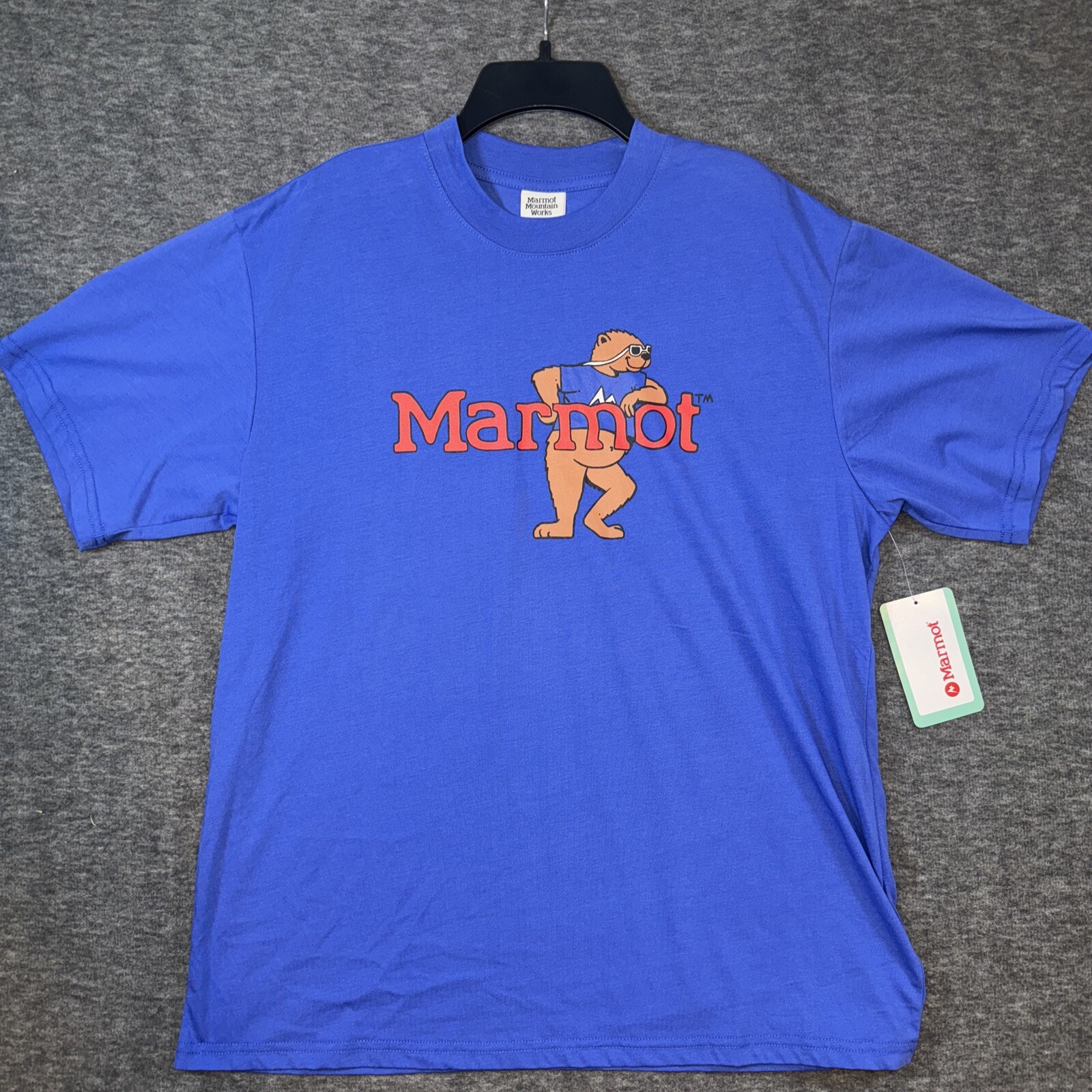 MARMOT Mountain Works Leaning MARTY Trail Blue Graphic Tee T-Shirt Sz XL NEW