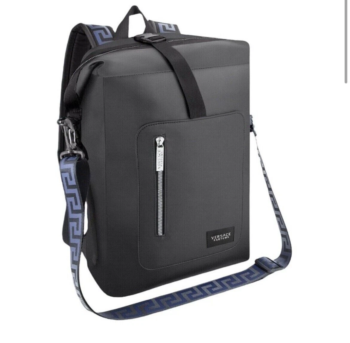 NEW AUTHENTIC Versace Parfums Backpack Travel Rider Sports Gym Black Blue Bag