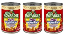 3 Chef Boyardee Mini Spaghetti Rings With Meatballs in Tomato Sauce, 15 oz Cans