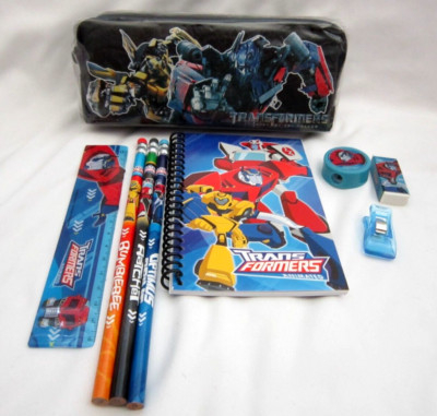 Hasbro Transformers Black Pencil Case Pouch and Stationary Set Combo-Brand New!