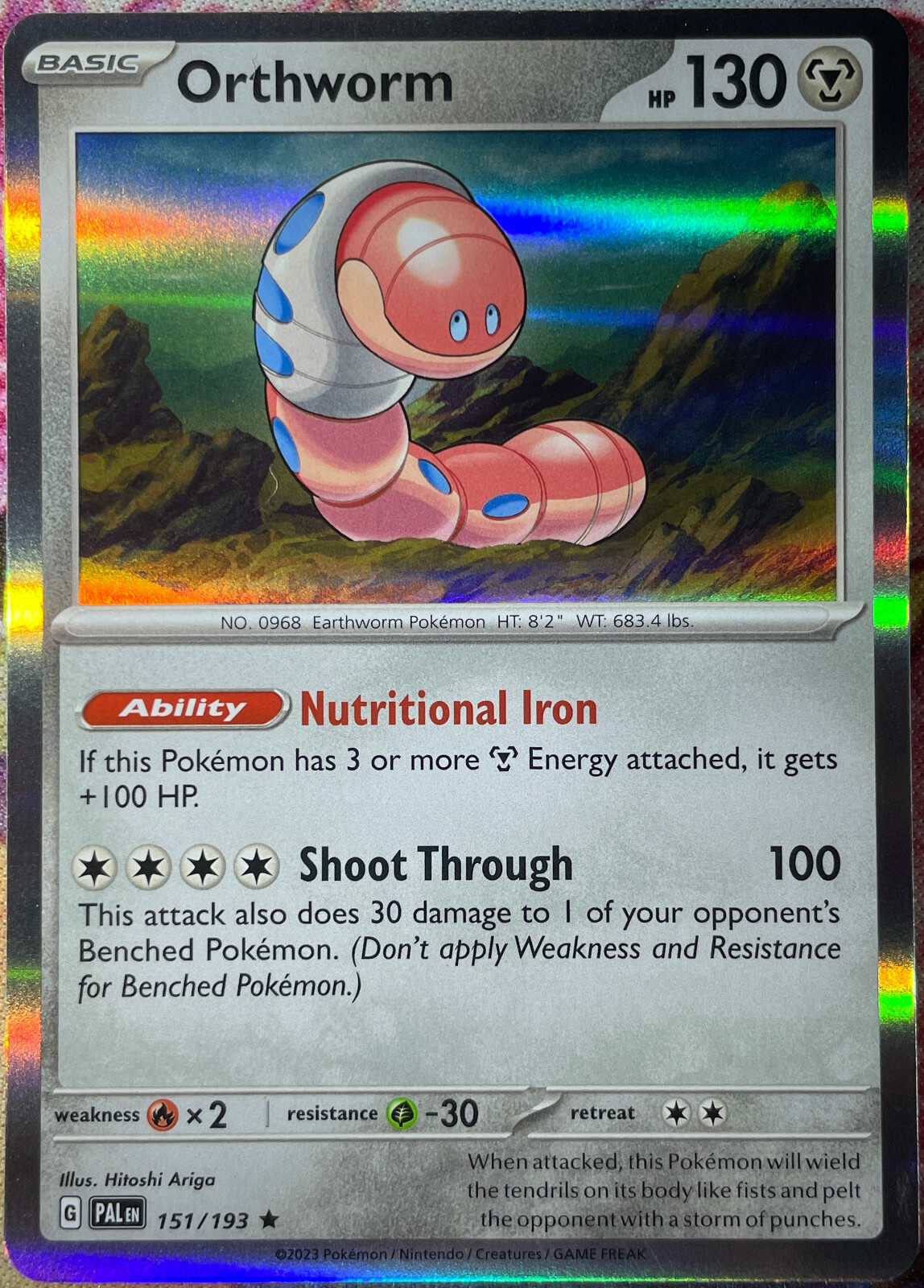 Orthworm Holo Rare - 151/193 - Paldea Evolved Pokemon 2023